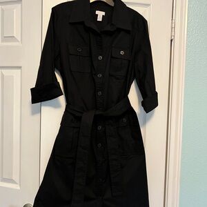 Chicos Black Button-Up Shirt Dress Chicos Size 2 = 12